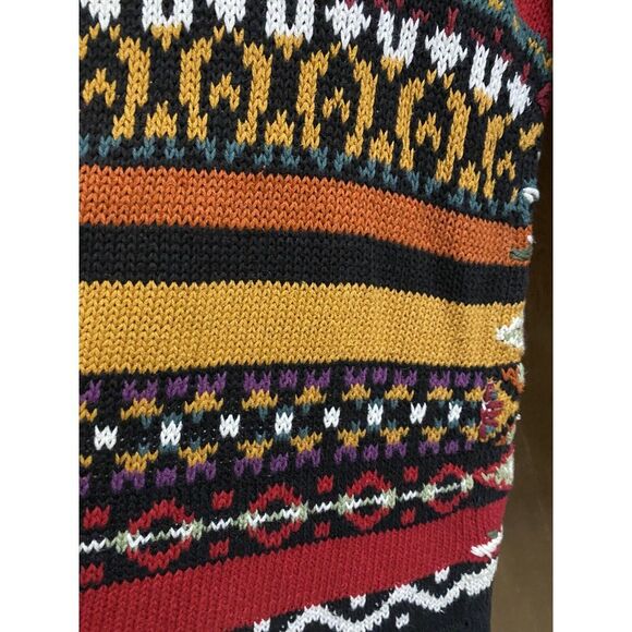 Vintage Tiara Chunky Knit Sweater Abstract Art Floral 90s Crewneck Size M Heavy - Picture 10 of 16